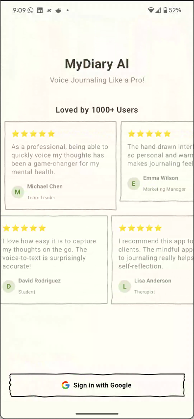 MyDiaryAI App Screenshot